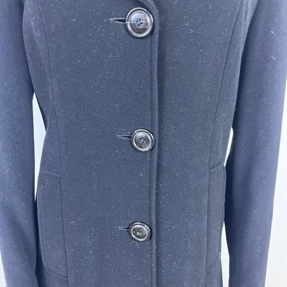Cole Haan Womens Black Wool Blend Button-Up Long Coat Size 8 - Picture 5 of 10